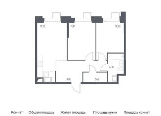 Продам 2-комнатную квартиру, 56.4 м2, поселение Мосрентген, многофункциональный комплекс Тропарево Парк, к2.3