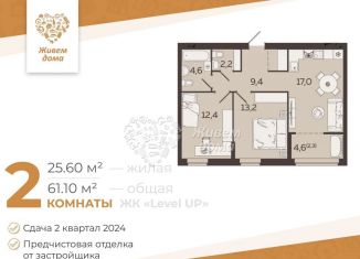 Продаю двухкомнатную квартиру, 60.7 м2, Волгоград, Селенгинская улица, 7, Центральный район