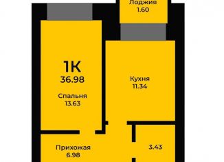 Продается 1-ком. квартира, 37 м2, посёлок Солонцы