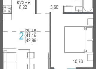 Продаю 2-комнатную квартиру, 41.2 м2, село Прибрежное