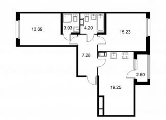 Продам двухкомнатную квартиру, 64 м2, Колпино
