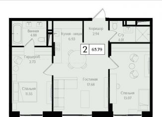 2-комнатная квартира на продажу, 65.8 м2, Москва, ВАО