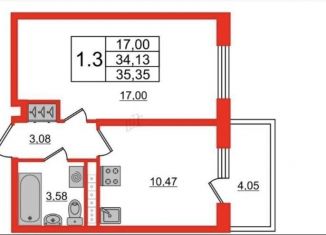 Продается 1-ком. квартира, 34.1 м2, Санкт-Петербург, ЖК Солнечный Город. Резиденции, проспект Ветеранов, 204