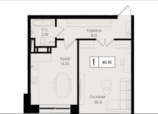Продается 1-комнатная квартира, 46.2 м2, Москва, район Преображенское