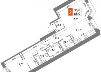 Продам 2-комнатную квартиру, 68 м2, Москва, ЖК Архитектор, улица Академика Волгина, 2с3