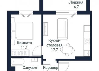 Продам однокомнатную квартиру, 39.9 м2, Челябинская область, улица имени капитана Ефимова, 8