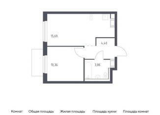 Однокомнатная квартира на продажу, 34.3 м2, Виллозское городское поселение
