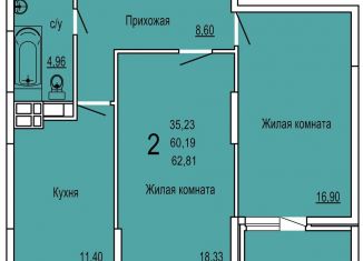 Продажа 2-комнатной квартиры, 62.8 м2, Краснодар, Командорская улица, 15/1