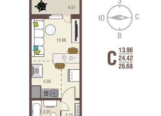 Продается 1-комнатная квартира, 26.7 м2, Курская область, проспект Надежды Плевицкой, 4