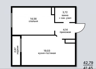 Продажа 1-комнатной квартиры, 42.8 м2, Кудрово, Европейский проспект, 13к4, ЖК Прогресс