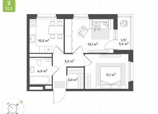 Продаю двухкомнатную квартиру, 49.6 м2, Тверь