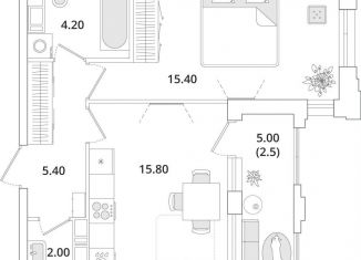 Продаю однокомнатную квартиру, 45.3 м2, Санкт-Петербург, Планерная улица, 99, муниципальный округ Юнтолово