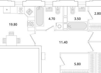 Продажа двухкомнатной квартиры, 76.6 м2, Санкт-Петербург, Планерная улица, 99, муниципальный округ Юнтолово