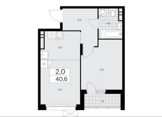 Продажа 2-ком. квартиры, 40.6 м2, Москва, деревня Николо-Хованское, 3