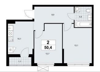 2-ком. квартира на продажу, 50.4 м2, Москва, ДСК Актер, 6с1