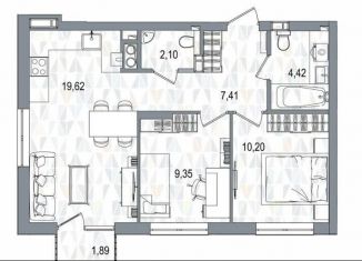 Продаю двухкомнатную квартиру, 55 м2, Астрахань, улица Космонавтов, 18С