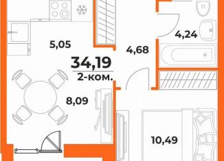 Двухкомнатная квартира на продажу, 34.2 м2, Хабаровский край