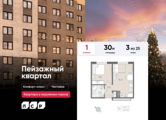 Однокомнатная квартира на продажу, 30 м2, Санкт-Петербург, муниципальный округ Полюстрово