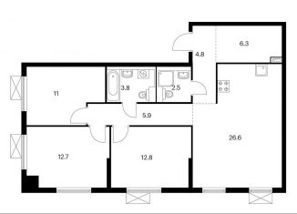 Продается 3-ком. квартира, 86.4 м2, Москва