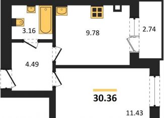 Продам однокомнатную квартиру, 30.4 м2, Калининград, Московский район