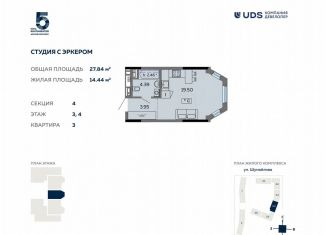 Квартира на продажу студия, 27.8 м2, Удмуртия, улица Карла Маркса, 304В