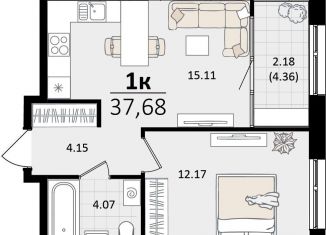 Продам однокомнатную квартиру, 37.7 м2, Краснодар, микрорайон ХБК