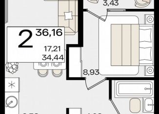 Продажа 1-ком. квартиры, 36.2 м2, Краснодар, Сормовская улица, 1/2к2, Сормовская улица