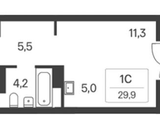 Продается квартира студия, 29.9 м2, Новосибирск, метро Сибирская