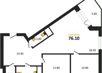 Продам 3-комнатную квартиру, 76.1 м2, Калининградская область