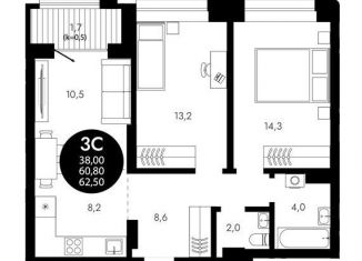 Продаю 3-ком. квартиру, 62.5 м2, Новосибирск, Заречная улица, 2