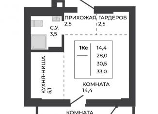 Продаю 1-комнатную квартиру, 30.5 м2, Барнаул