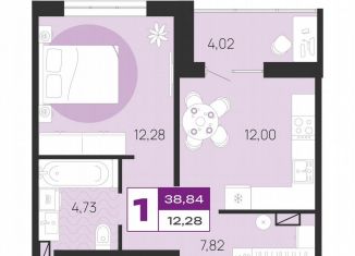 Продается 1-комнатная квартира, 38.8 м2, Брянская область