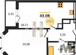 Продается 1-комнатная квартира, 43.1 м2, Калининград, Ленинградский район, улица Старшины Дадаева, 55