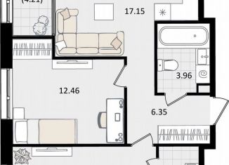 Продается 2-комнатная квартира, 61.1 м2, Краснодар, микрорайон ХБК