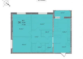 Продаю 3-ком. квартиру, 77.5 м2, Калужская область, улица Мира, 2