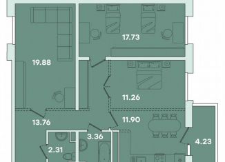 Продается трехкомнатная квартира, 84.4 м2, Иркутск, Правобережный округ, улица Петрова, 16