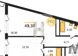 Продается 2-комнатная квартира, 49.3 м2, Пионерский