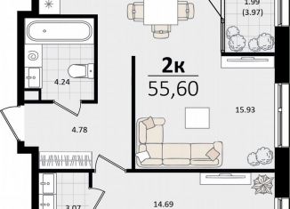 Продам 1-ком. квартиру, 55.6 м2, Краснодарский край