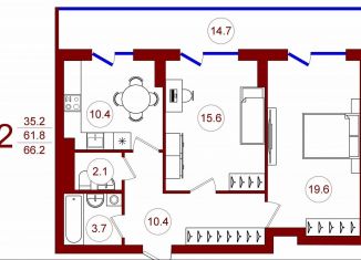 Продается 2-комнатная квартира, 61.3 м2, Воронежская область, улица Станкевича, 45к1