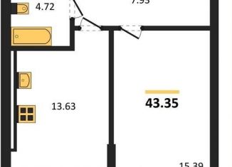 Продажа однокомнатной квартиры, 43.4 м2, поселок Малое Исаково