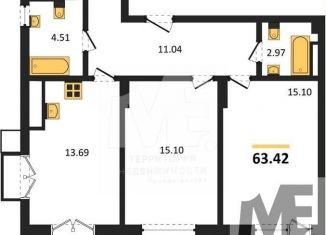 Продам 2-комнатную квартиру, 63.4 м2, поселок Малое Исаково