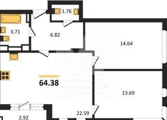 Продаю 2-ком. квартиру, 64.4 м2, Калининград, Московский район, Батальная улица, 65Б