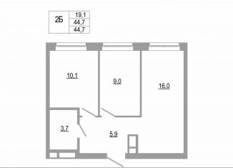 Продам 2-ком. квартиру, 44.7 м2, Екатеринбург, метро Чкаловская