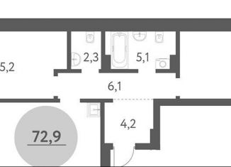 Продается трехкомнатная квартира, 72.9 м2, Новосибирск, метро Речной вокзал