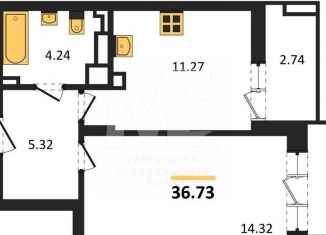 Продаю 1-ком. квартиру, 36.7 м2, Калининград, Батальная улица, 65Б