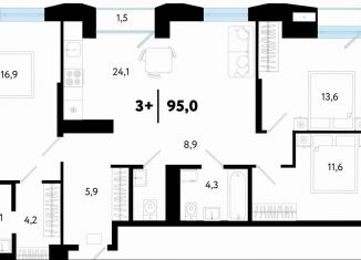 Продажа 3-комнатной квартиры, 95 м2, Тюменская область, улица Судостроителей, 56