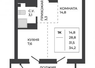 1-комнатная квартира на продажу, 31.5 м2, Барнаул