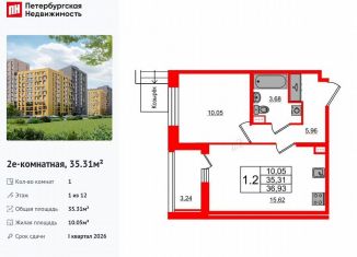 Продаю 1-комнатную квартиру, 35.3 м2, Санкт-Петербург, метро Озерки