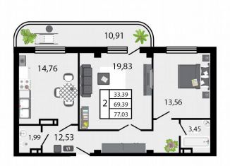 Продажа 2-комнатной квартиры, 77.8 м2, Геленджик, улица Маршала Жукова, 2к1