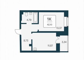 Продаю 1-ком. квартиру, 42.1 м2, Новосибирск